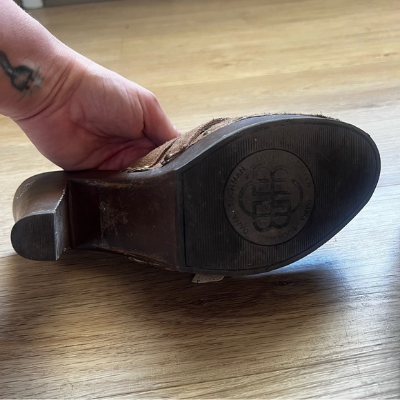 Dana Buchman Leather Heeled Western Boho Clog Mules with Buckles - Picture 8 of 10